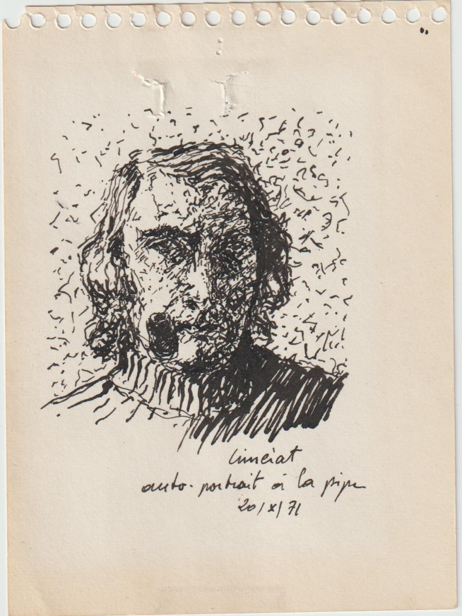 Autoportrait, 1971, Ink on paper, 12x9cm